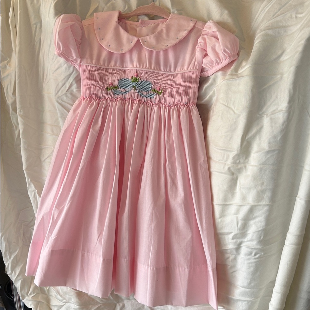 Pink Smocked Kids Dress